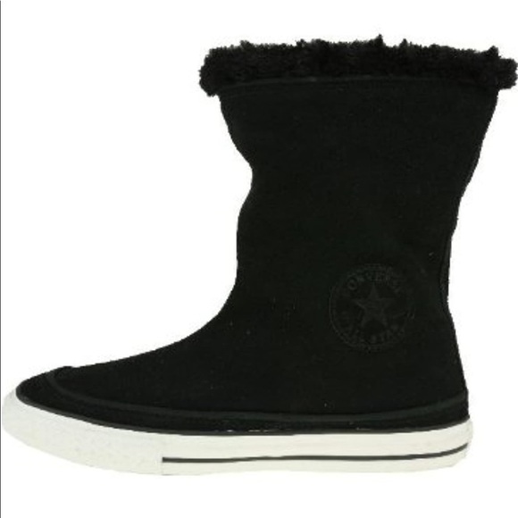 NIB Converse Chuck Taylor All Star Beverly Mid Boots Black Fur Classic Sneaker 6 - Picture 4 of 8